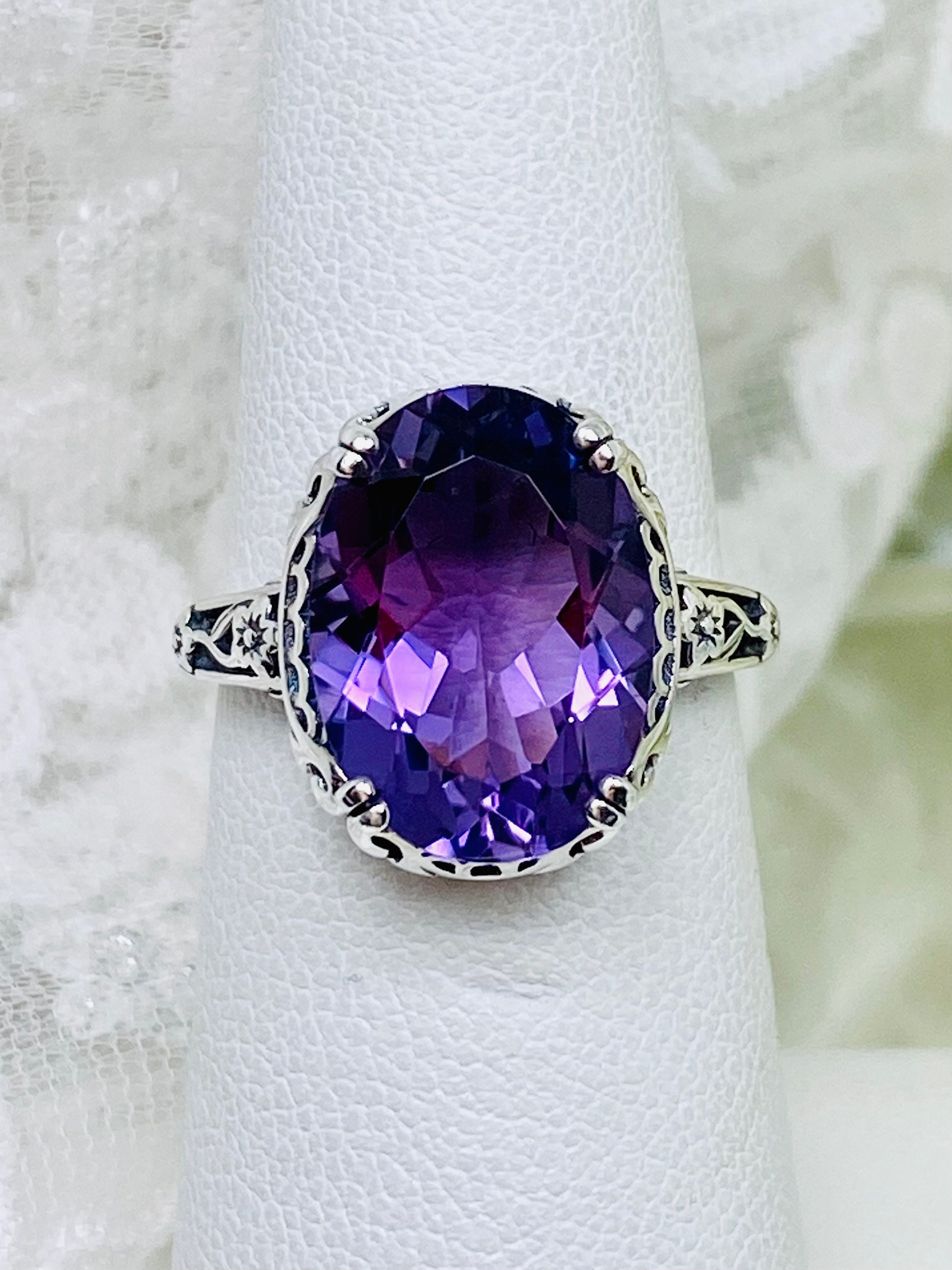 55 Carat Natural Purple Amethyst Ring - February Birthstone In Sterling Silver, Sizes 4-13
