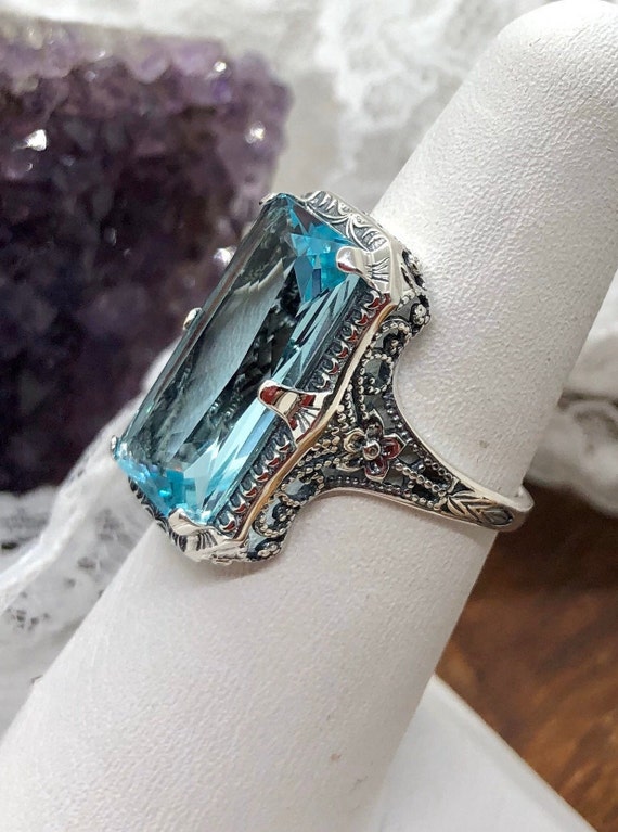Simulated aquamarine ring deals