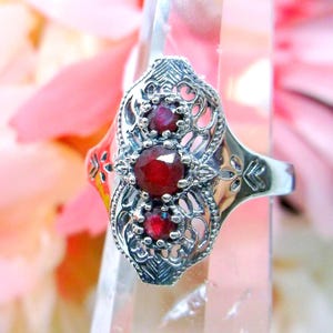Natural Ruby Ring | Size 10.5 | with Sterling Silver Art Deco Gatsby Silver Filigree [In Stock] Design#172