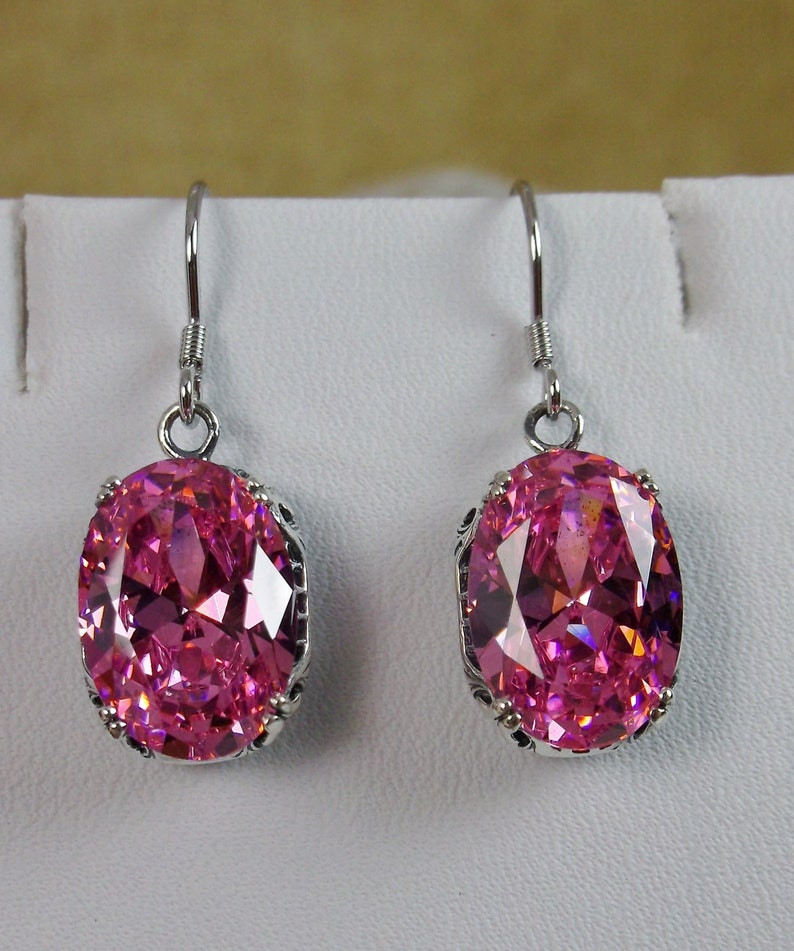 Pink CZ Earrings/ Sterling Silver/ Oval Light Pink Cubic Etsy