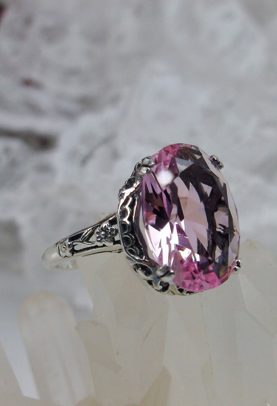 SILVER925 PINK STONE DESIGN RING/シルバーリング Amazon.com: Pink stone promise ring, women silver ring, art