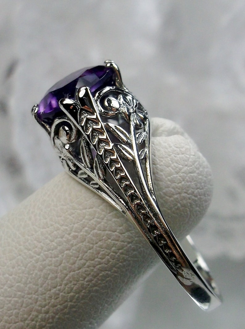 Amethyst Ring/ Solid Sterling Silver / 2ct Round Cut Purple - Etsy