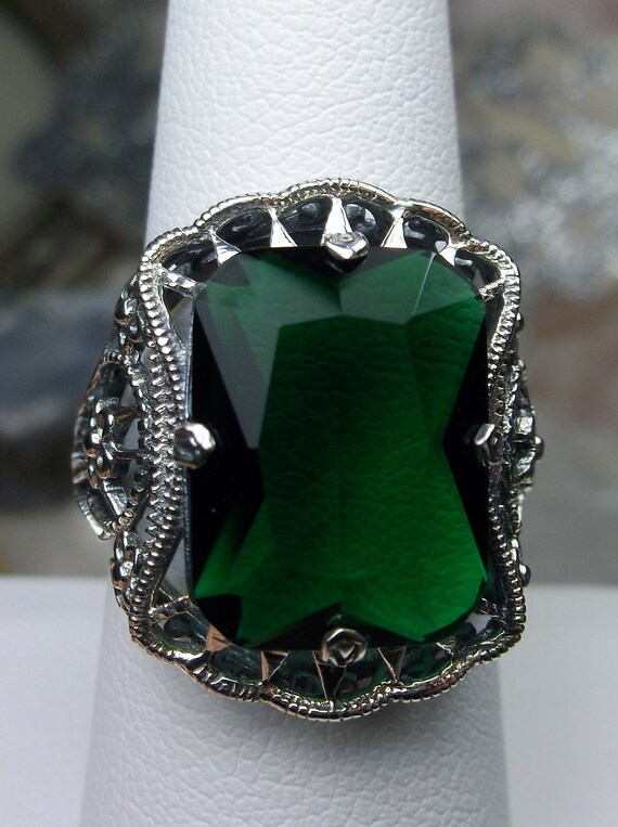 Earrings and Ring Silver 925 Armenian Jewelry Marcasite Emerald Green Green  Accessories Tudor Victorian -  Sweden