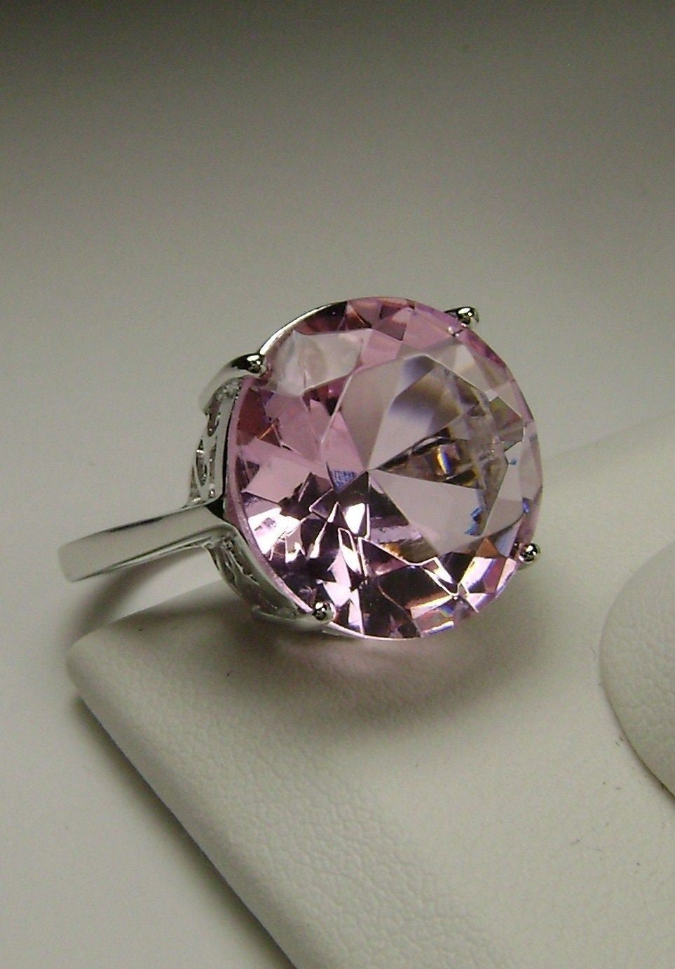 8ct Round Sim Pink Morganite Sterling Silver Filigree Ring size {Made To Order} 