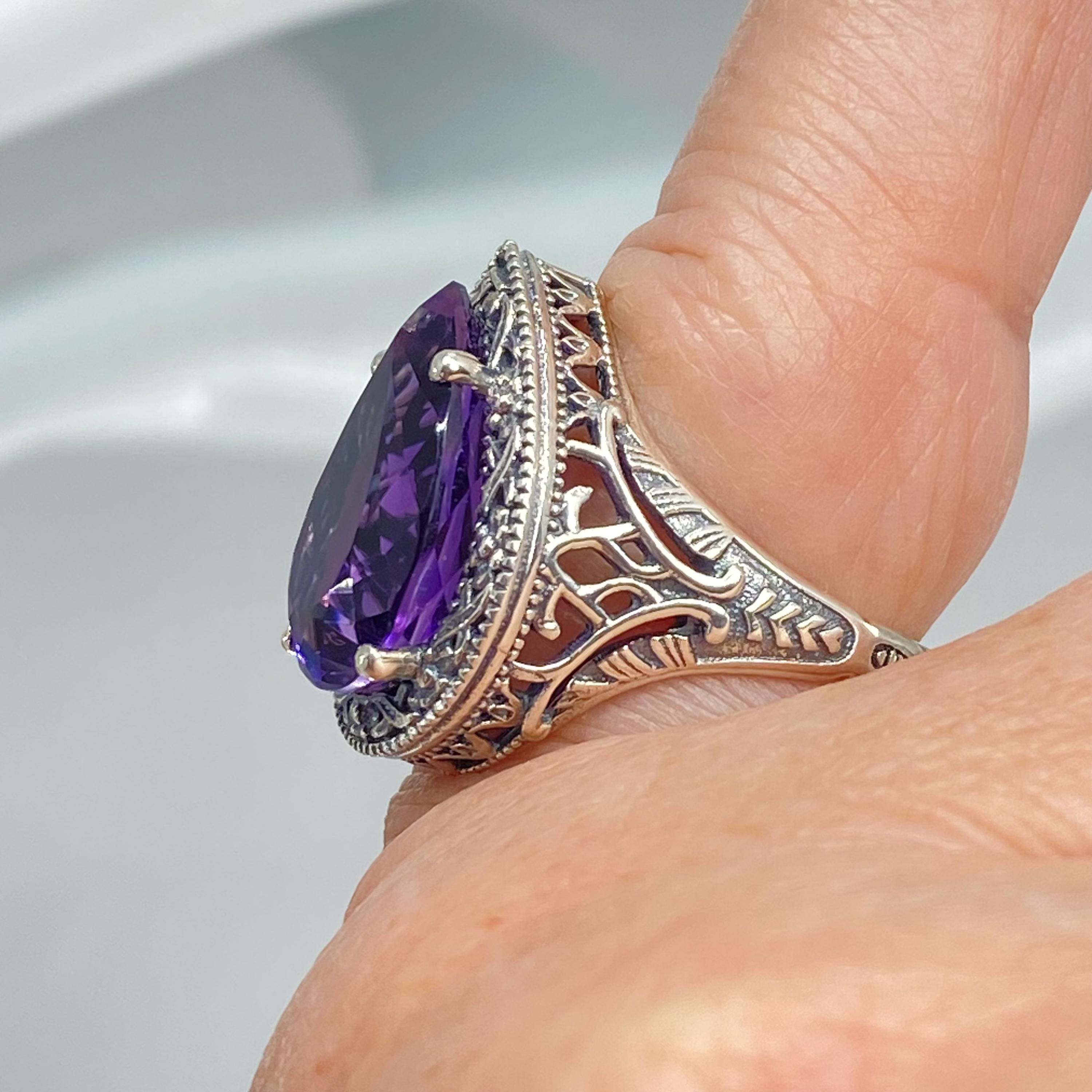 アメジストリングなど 4点セット SILVER925 アメジスト 4×6ミリ オーバルカット リボンセッティング