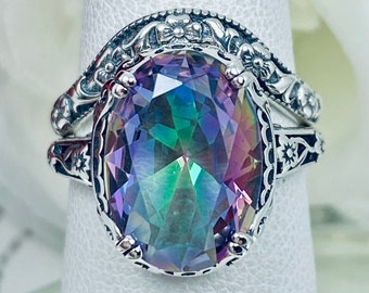 Luckyshine Wholesale Mystical Rainbow Topaz Silver Rings - Mixed Sizes 7,8,9 - Lab Created