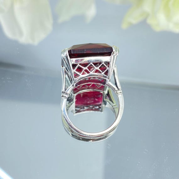 Ruby Ring • Sterling 925 Silver • 20ct Large Square Cut Simulated