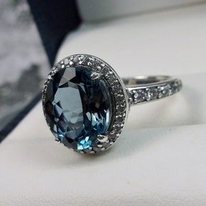 Natural London Blue Ring/ Sterling Silver/ 3.16ct Oval Natural - Etsy