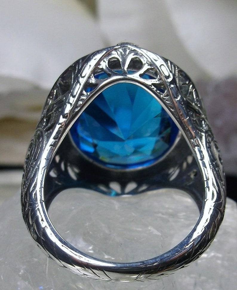Swiss Blue Topaz Ring / Solid Sterling Silver/ 16ct Oval Cut - Etsy