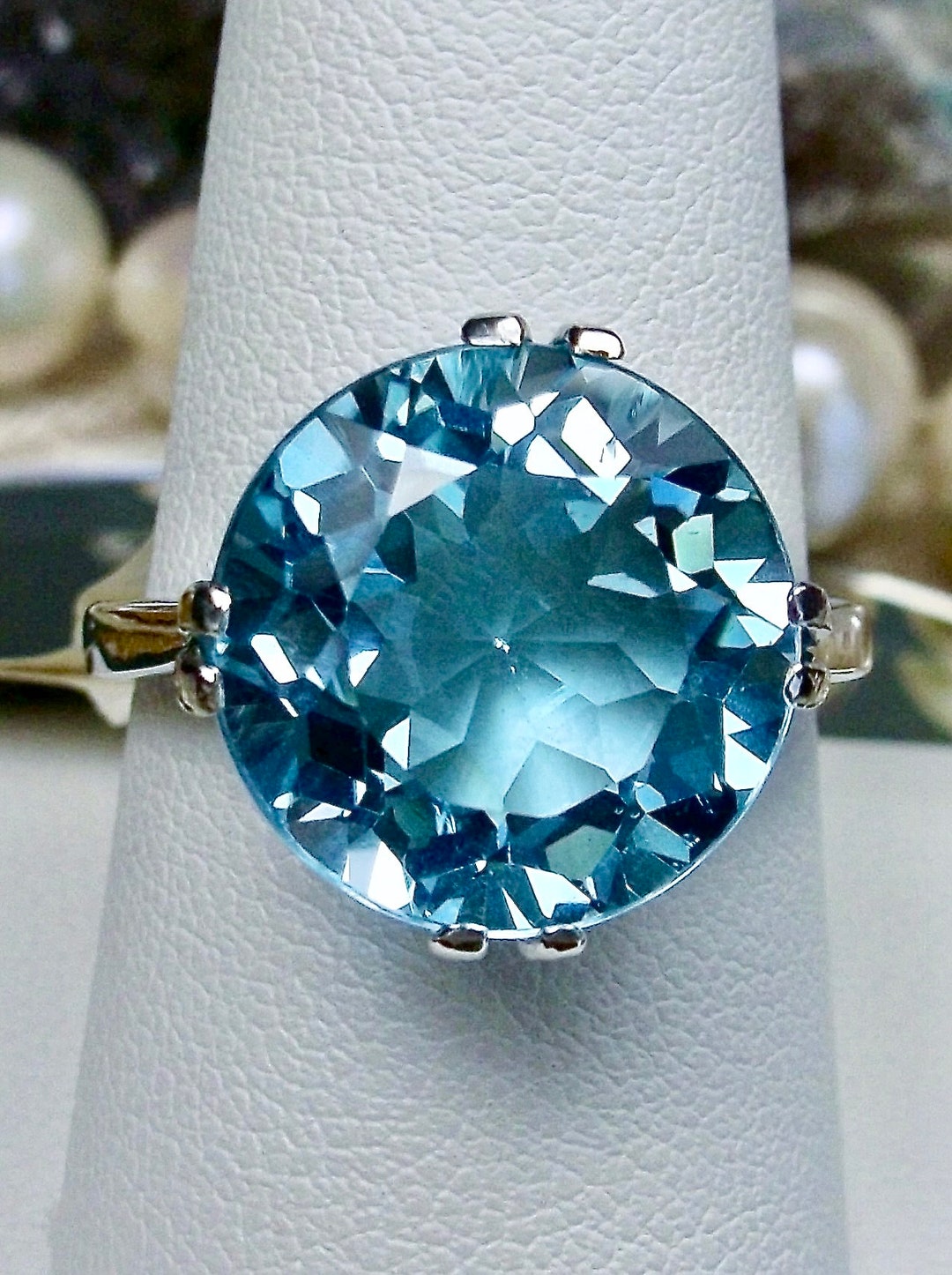 Natural Sky Blue Topaz Ring (size 7) Sterling Silver 13ct Round Genuine ...