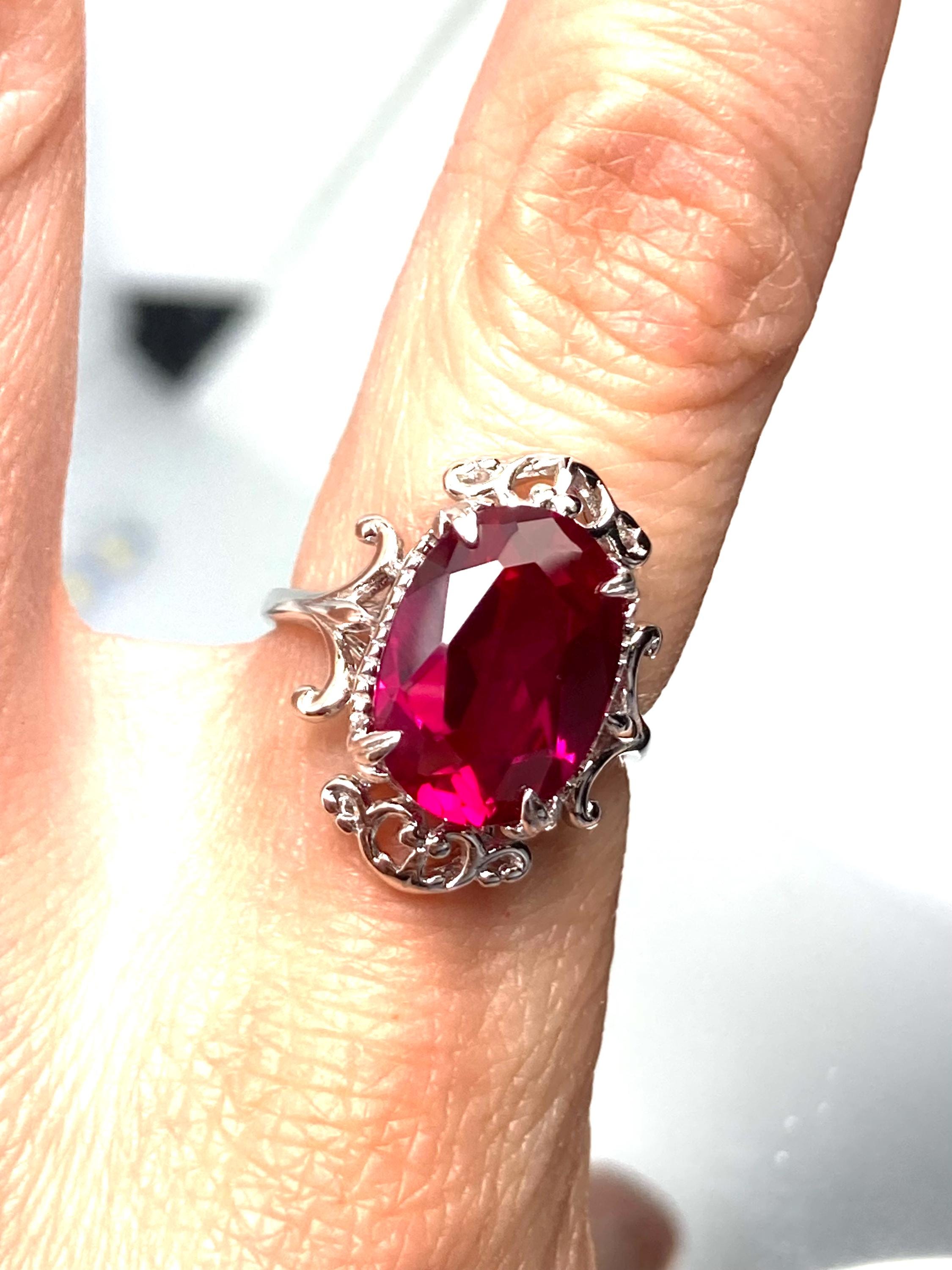 Bague Argent Sterling Or Rose - Rubis De Laboratoire Ovale 5,52 Carats, Taille 6, Fabriquée En Inde