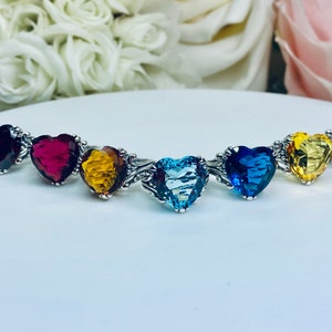 Design #213 Love Heart Ring/ Sterling Silver/ Huge 10ct Simulated Blue Heart Gem, Leaf Claw Filigree [Custom Made] Design#213