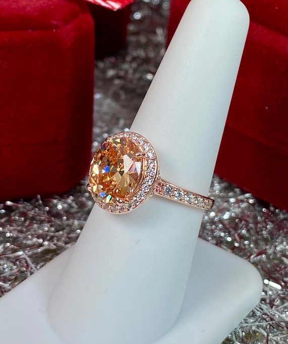 Pave Crystal Ring Oval Shape Sterling Silver Accented with Crystals Pave Crystal Ring Oval Shape Sterling Silver Accented with Crystals