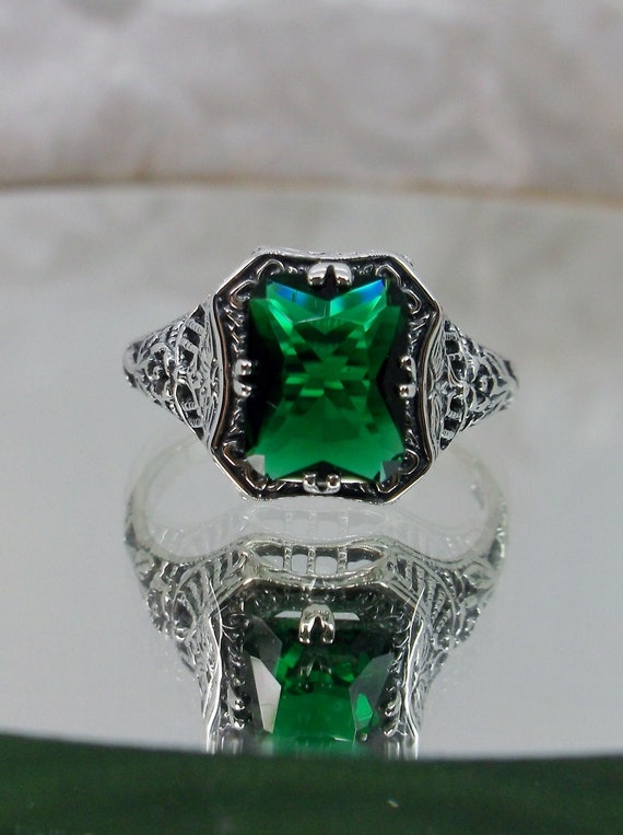 Emerald Ring 4.83ct White Gold SUNSET RECTANGLE 99929910212
