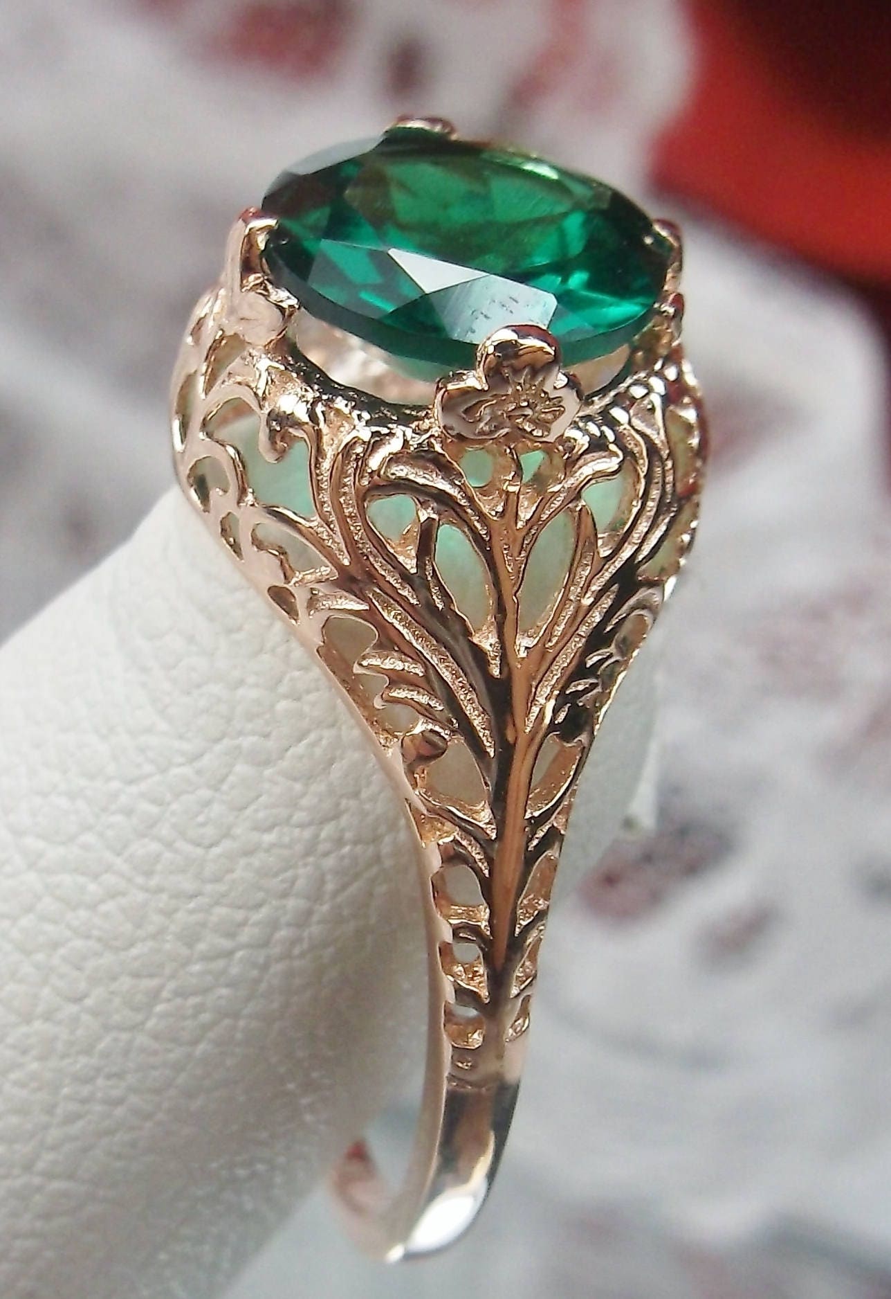 Natural Emerald Ring/ Rose Gold & Silver or 10k 14k Gold/ | Etsy