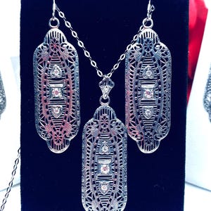 Moissanite Earrings/ Sterling Silver/ Lab Moissanite, Edwardian Silver Filigree, Angel Wings [Made To Order] Design#E359