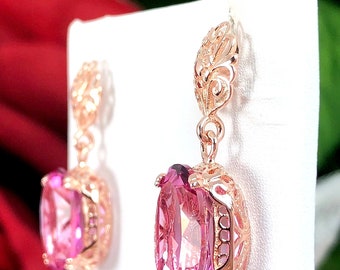 White Topaz Gemstone Teardrop Dangle Earrings 925 Sterling Silver (3.4