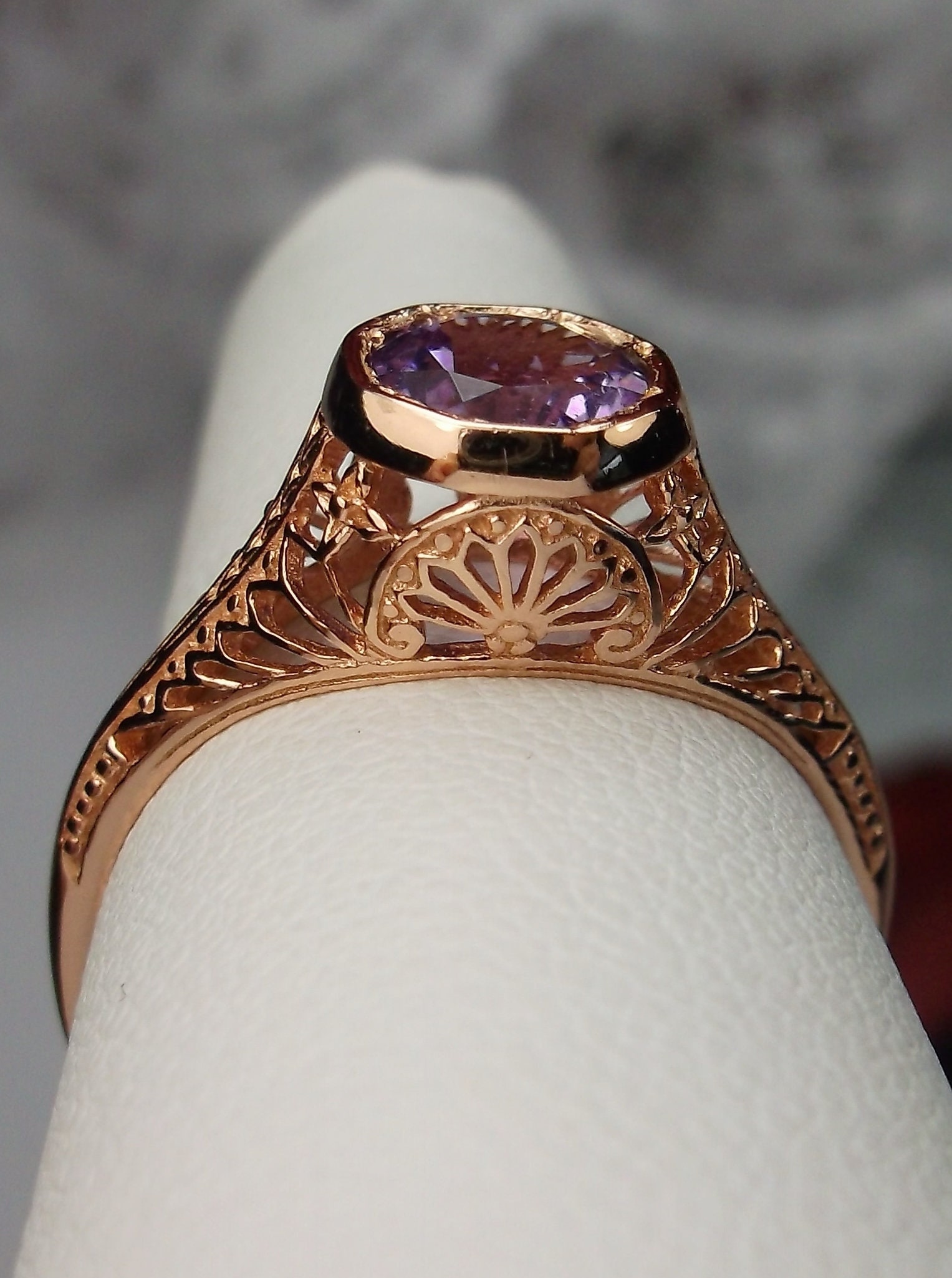 Natural Amethyst Ring/ Rose Gold Plated Sterling Silver/ | Etsy