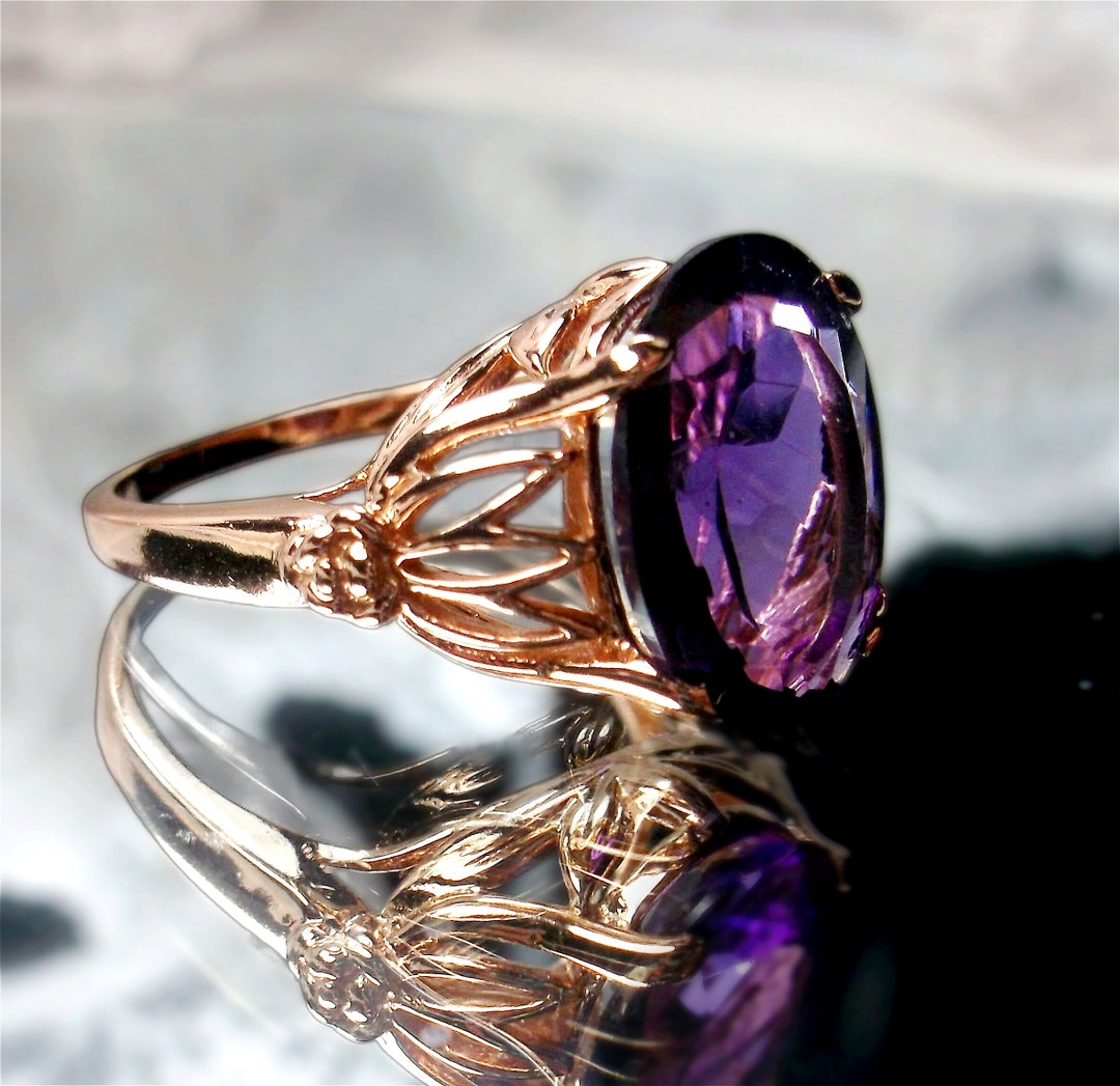 Amethyst rose gold ring discount