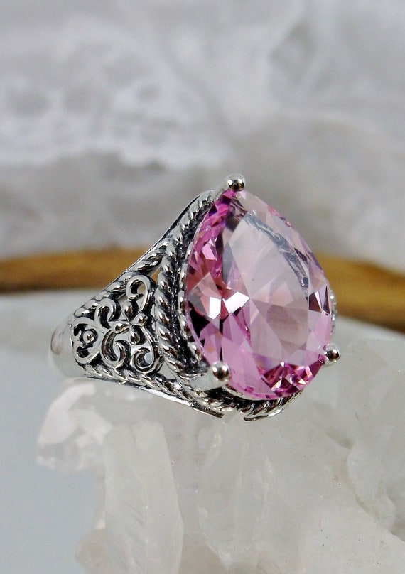 Pink topaz ring sterling cheap silver