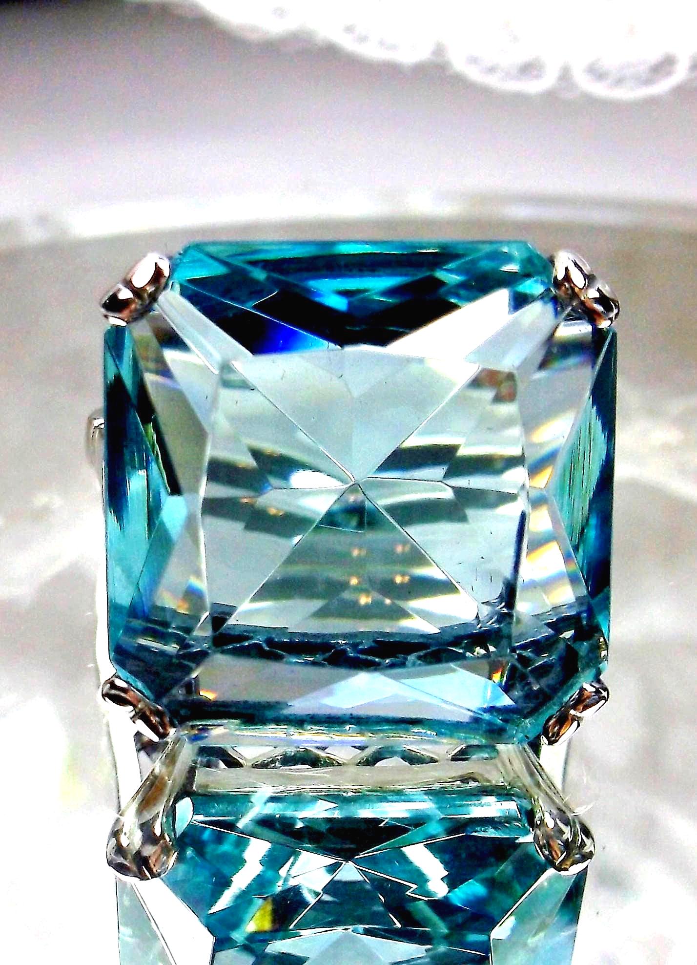 Wenbin Vintage 925 Sterling Silver Aquamarine Ring – Emerald Cut Gemstone, Blue Sea Sapphire Style, Sizes 5-10