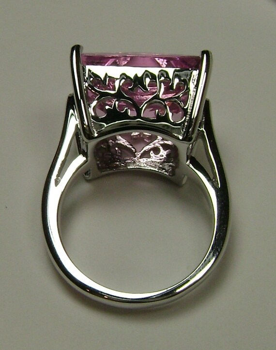 Pink Gemstone Ring Size 9/ Solid Sterling Silver/ 12ct