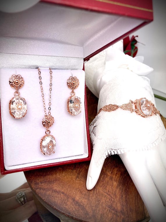 Set Gioielli Donna In Argento 925 Con Zirconi - Collana, Orecchini E Anello Con Strass, Regalo Perfetto - Foto 4