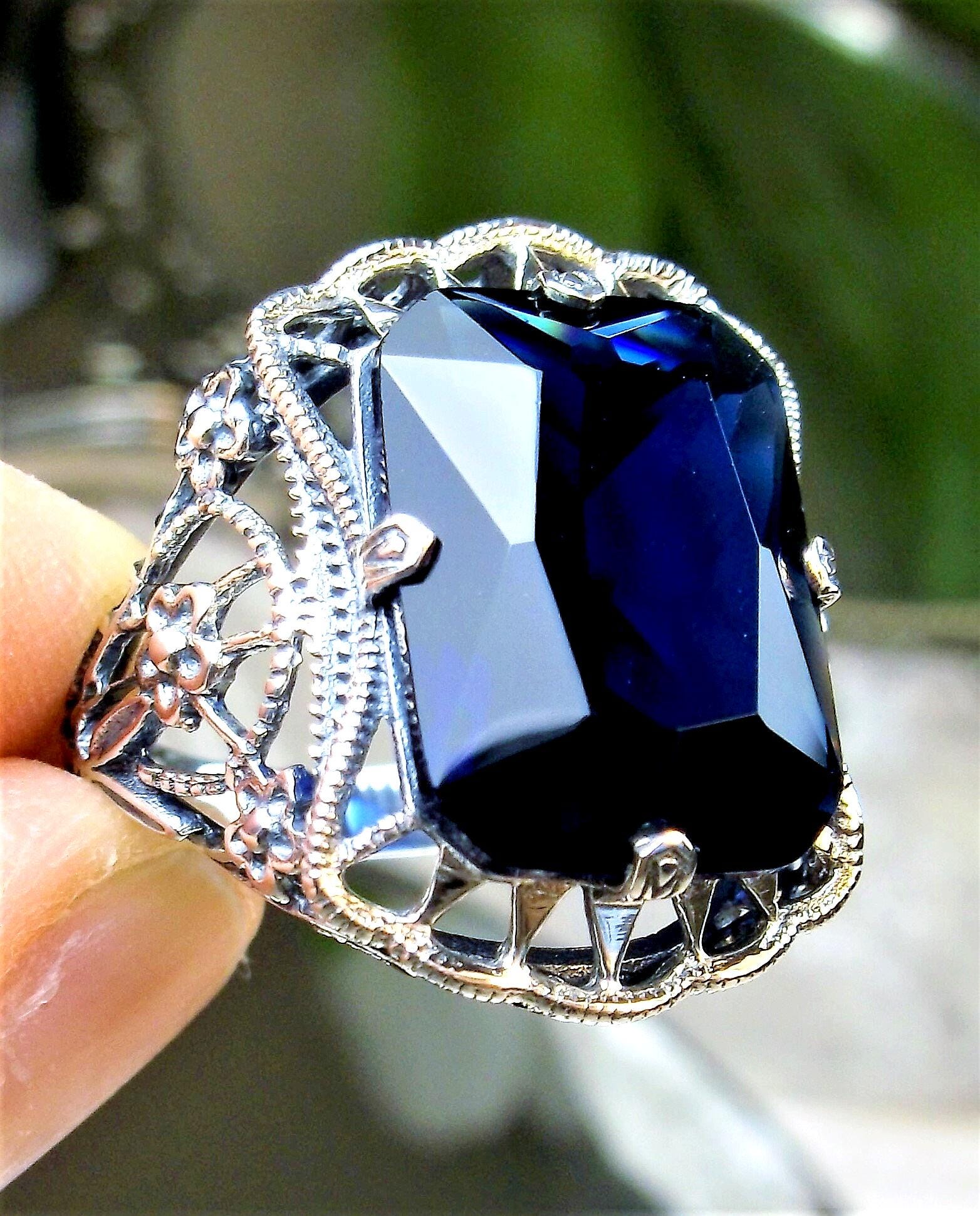 ブルーサファイアリング 925スターリングシルバー 9カラット 模造