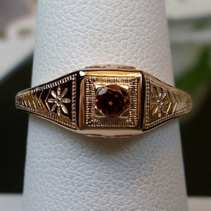 Natural Garnet Wedding Ring, Rose Gold Plated Silver or Gold/ Natural Gemstone Antique Art Deco Filigree Made To Order Design155 image 3