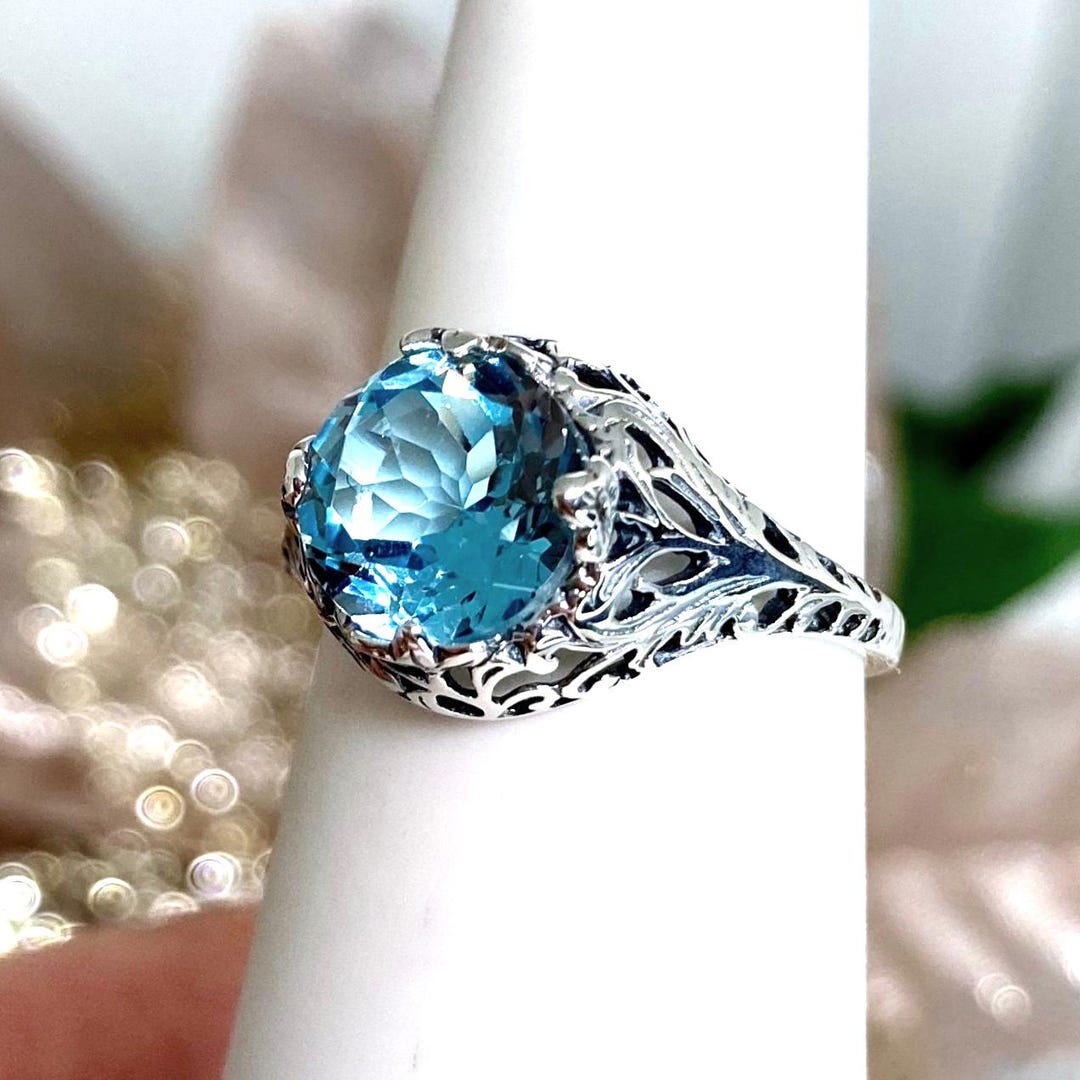 Natural Sky Blue Topaz Ring Size 11 | Sterling 925 Silver 2ct Genuine ...