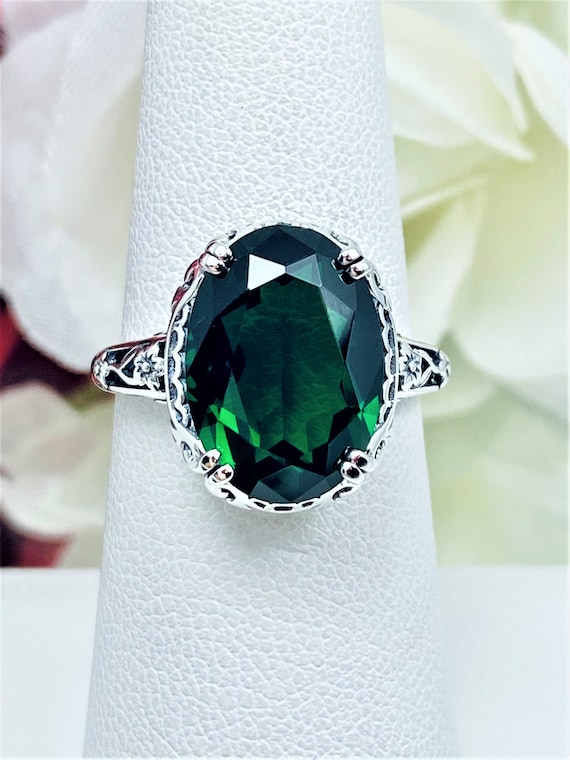 Sterling silver green ring deals