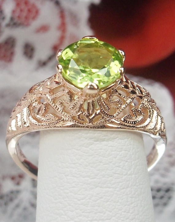 Handmade 18k Rose Gold Plated 925 Silver Peridot Gemstone Ring Jewelry 