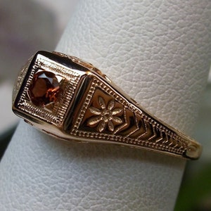 Natural Garnet Wedding Ring, Rose Gold Plated Silver or Gold/ Natural Gemstone Antique Art Deco Filigree Made To Order Design155 Rose Plated Silver