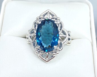 Bague En Argent 925 Et Plaqué Or Blanc 14K Sertie D'une Topaze Rose - Marque A Bijoux - Neuf Avec étiquette