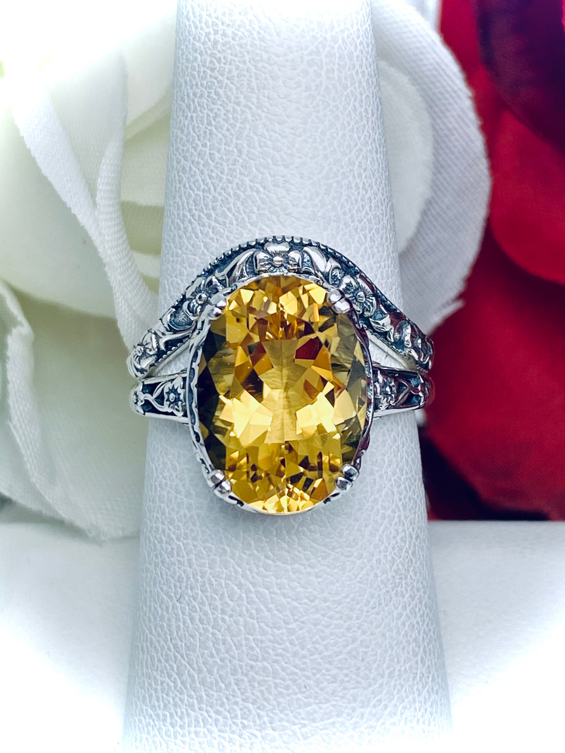 【vintage・archive】citrine ring silver925 Natural Citrine Ring, 5ct Oval Genuine Gem With Sterling Silver