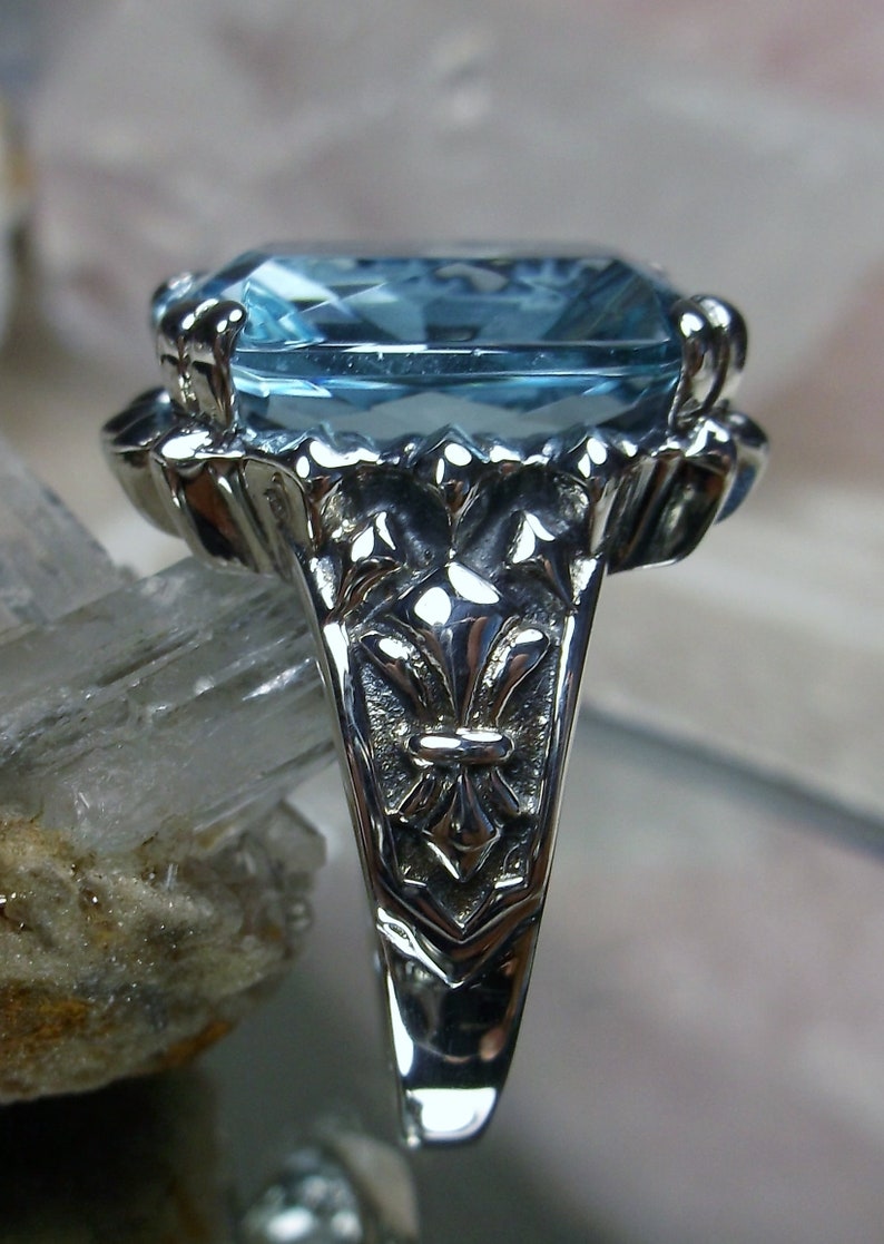 Aquamarine Ring/ Solid Sterling Silver/ 9ct Simulated Blue - Etsy