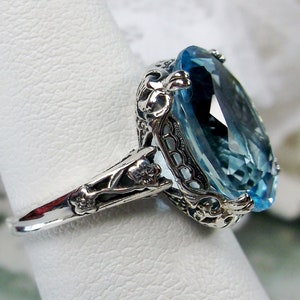 Natural Sky Blue Topaz Ring/ Sterling Silver/ Oval 6ct Natural Sky Blue ...