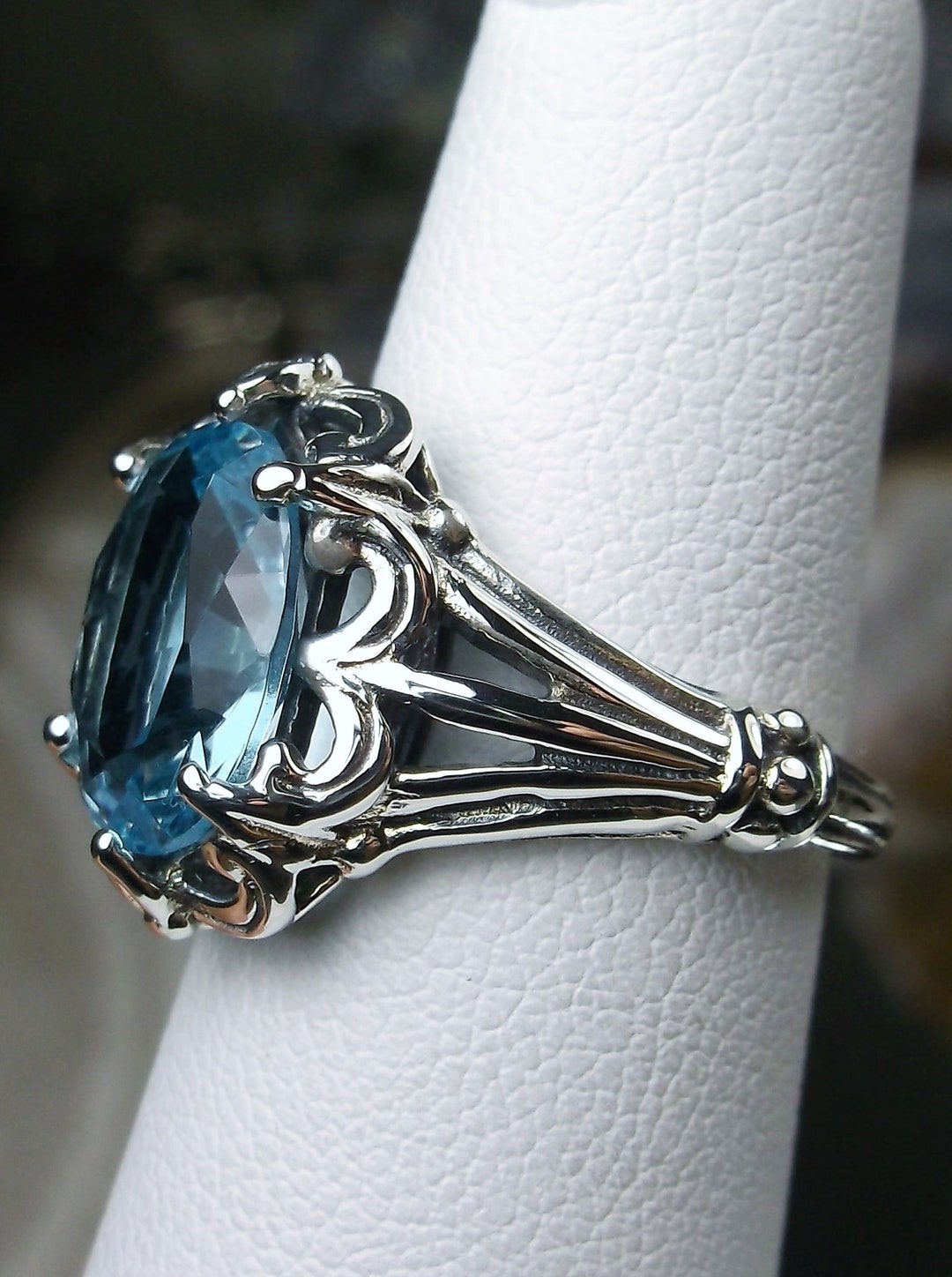 Aquamarine Ring/ Solid Sterling Silver/ 4ct Oval Simulated - Etsy