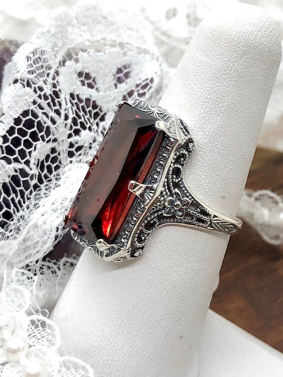Garnet and cubic zirconia ring deals