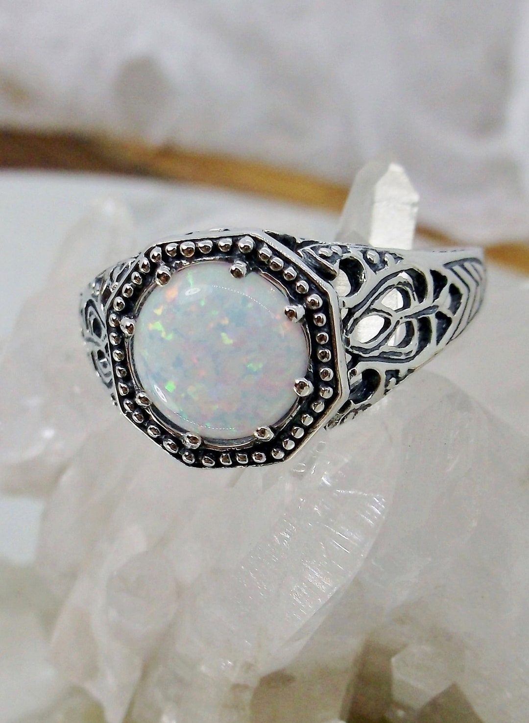 Filigree opal ring sale
