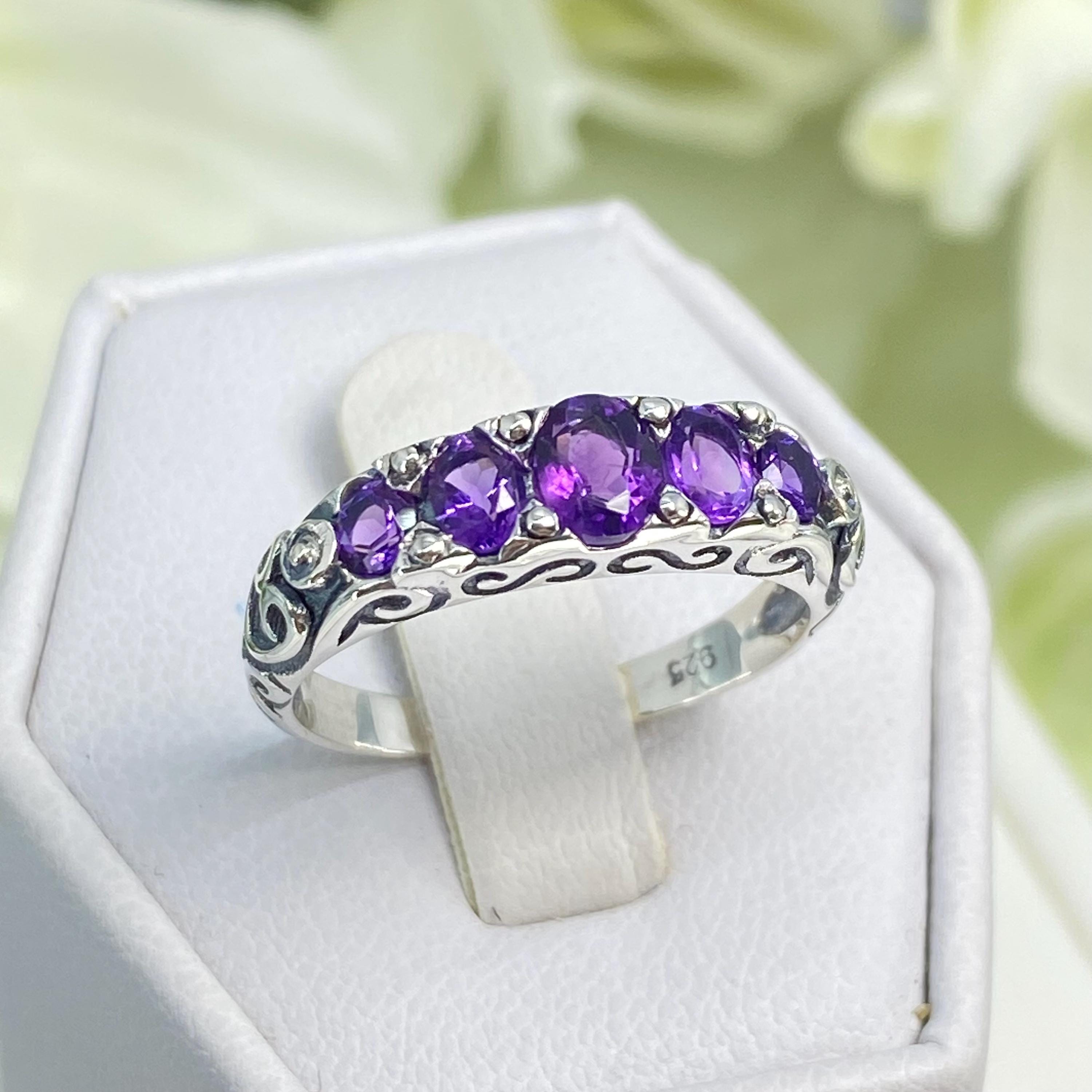 Silver Ring With Purple Stone - Etsy