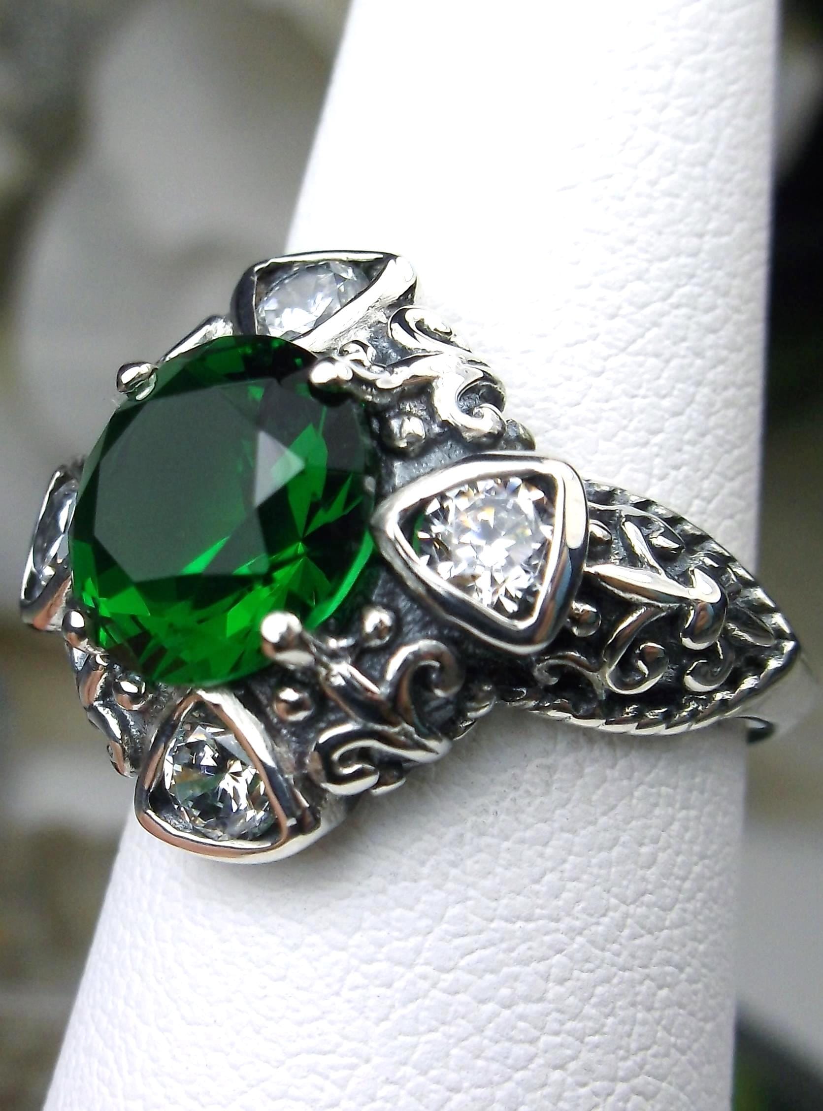 Bague Argent 925 émeraude Cz - Taille 54 - Jolie Et Fine - Neuf Sans Boîte