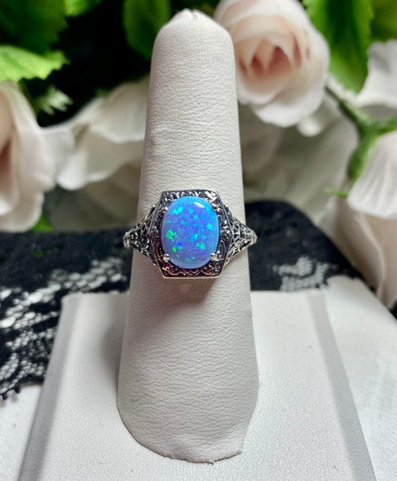 Fire Opal Ring in Sterling Silver Ethiopian Fire Opal, Pink Sapphire and  .05 Carat Diamond Vintage Inspired Ring