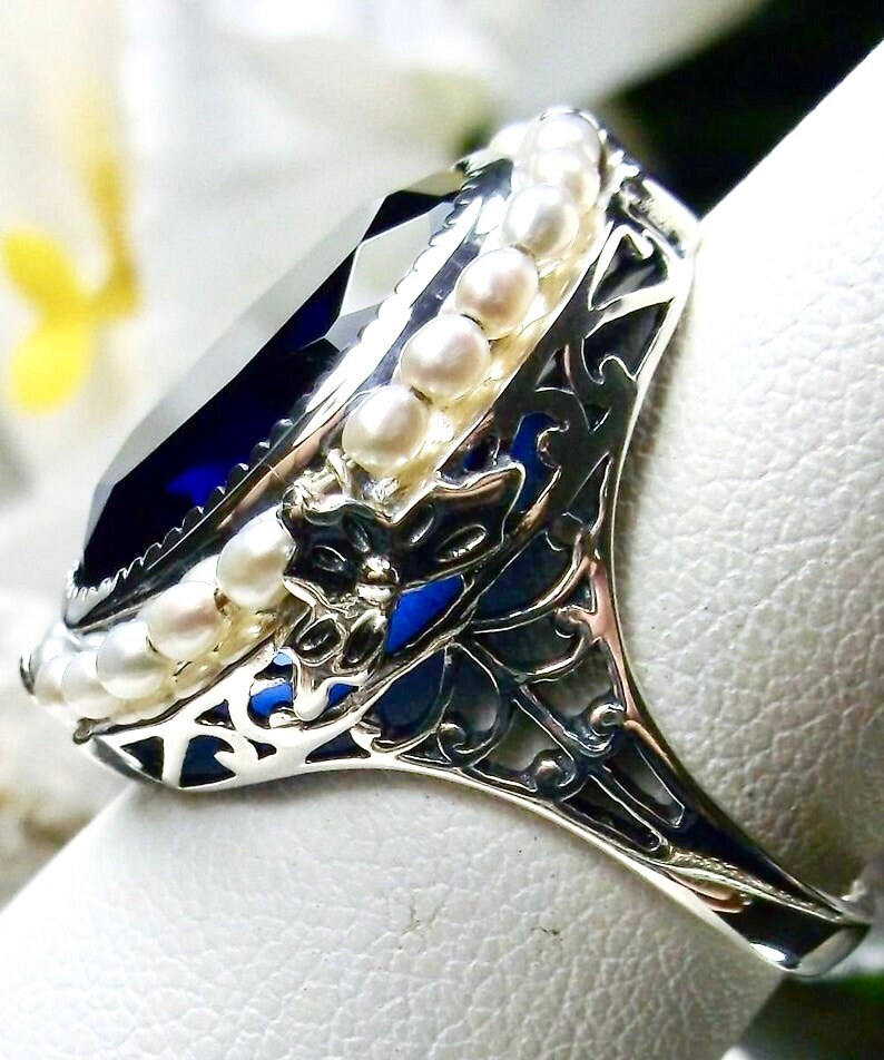 Sterling silver and sapphire rings best sale
