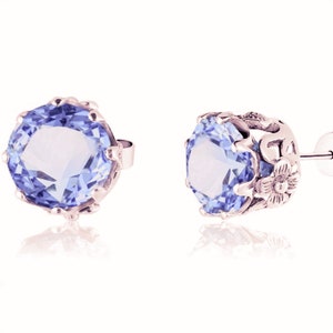 Round Stud Earrings, Choose Gemstone, Sterling Silver Filigree [Custom Made] Design#SE66