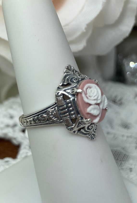 Bague Camée Ajustable Rose Pâle - Acier Inoxydable Et Résine, Sans Marque, Neuve