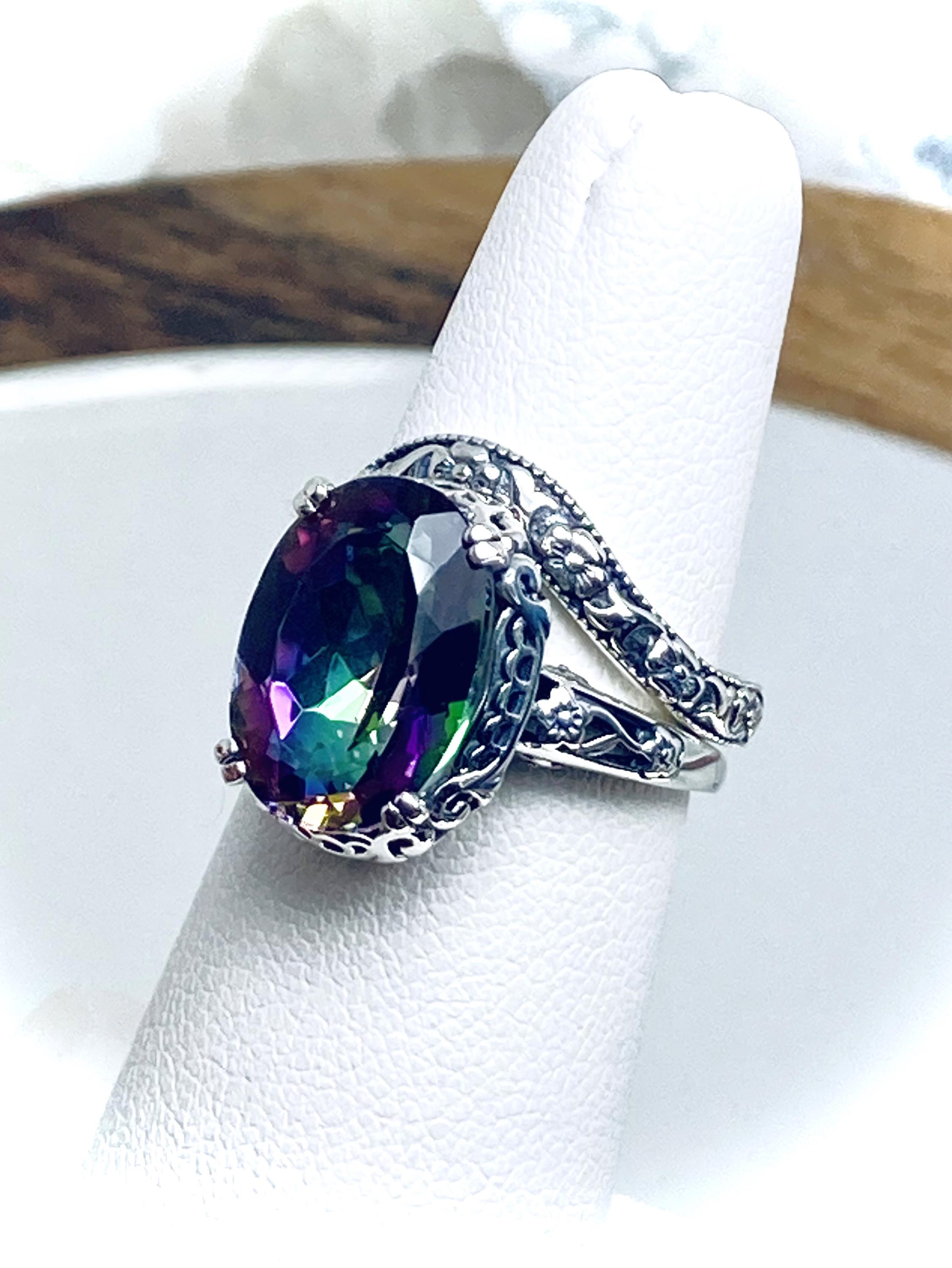 Natural Mystic Topaz Ring Sterling Silver/ 6ct Rainbow