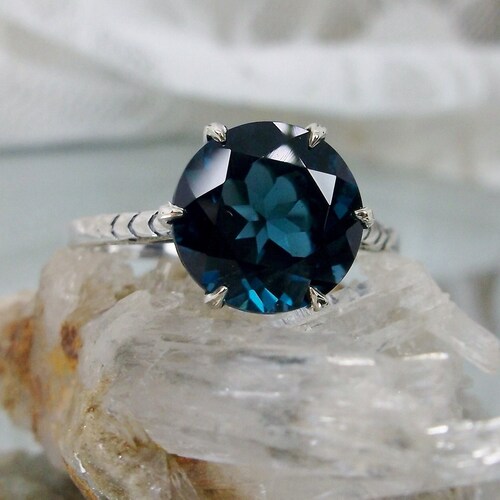 Natural London Blue Topaz Ring/ Solid Sterling Silver/ 3.8ct - Etsy