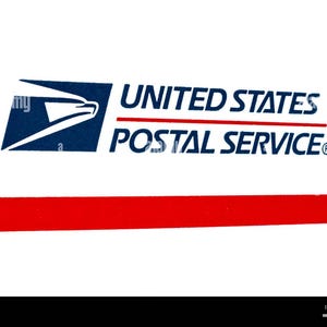 May include: The United States Postal Service logo is displayed on a white background. The logo features a blue eagle and a white stylized letter. The words "UNITED STATES POSTAL SERVICE" are in blue text, with a red stripe beneath.