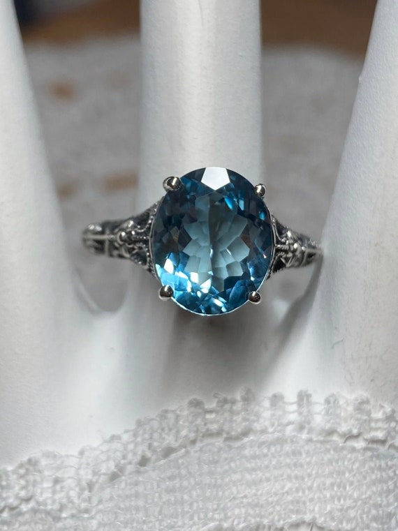 Natural blue topaz ring sale